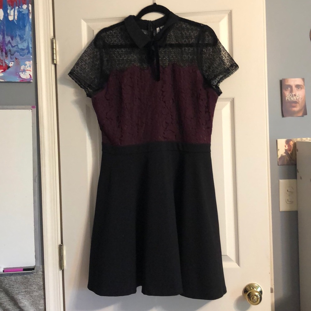 🍁 Burgundy Peter Pan Collar Dress 🍁